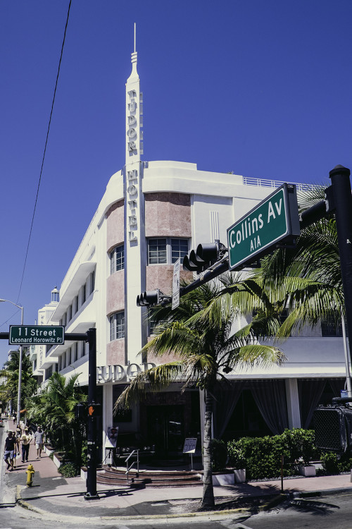 The Tudor Hotel. One of the many Art Deco style hotels along Collins Avenue.